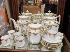 Servizio caffè caffettiera zucchiera 6 tazze piattini XIX France Porcelain set °