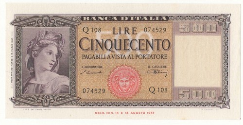 500 lire italia ornata - italia, di