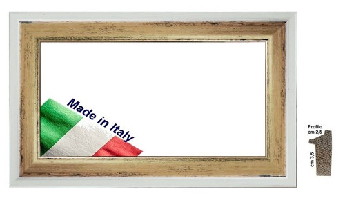 Cornice bianca oro - e, legno