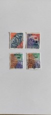 Nr. 4 marche da bollo Annullate di Cuuns con doppio Valore Lire/euro,
