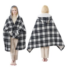 Electric Blanket Wearable Heated Shawl with Hood & Pockets – 6 Heat Levels, 4...