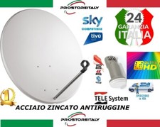 PARABOLA 60 CM ACCIAIO ANTENNA SATELLITARE PER SKY,TIVUSAT+ LNB OCCHIO 2 USCITE