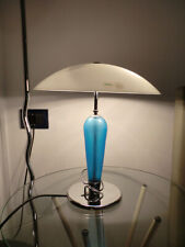 VISTOSI MURANO Lampada Da Tavolo Vetro Bianco e Blu 33 cm Design 1980