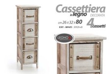 MOBILETTO CASSETTIERA SALVASPAZIO 4 CASSETTI LEGNO CLASSICO MODERNO 80*26*32