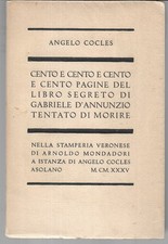 D'Annunzio CENTO E CENTO E CENTO E CENTO PAGINE DEL LIBRO SEGRETO Mondadori 1935