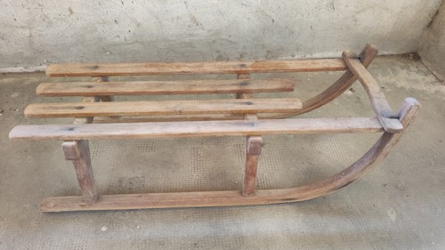 Antico slittino legno af - slittino,