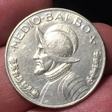 1968 - PANAMA - 1/2 MEDIO BALBOA  ARGENTO '900  MILITARE CON ARMATURA