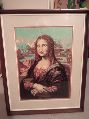 Quadro ricamato la - ricamato., gioconda