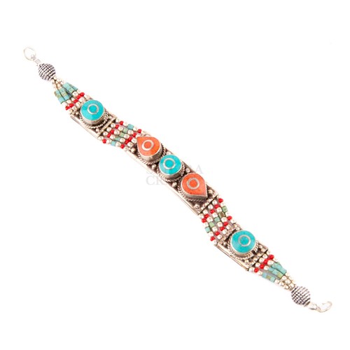 Bracciale tibetano corallo - bracciale,