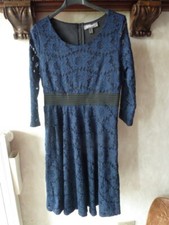 VESTITO PIZZO BLU CAMOMILLA 42 MADE IN FRANCE