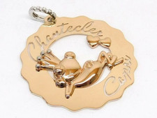 Collana Chantecler Oro Rosa 9k Rana Diamante Ciondolo Top Charm Gioielli Italiani