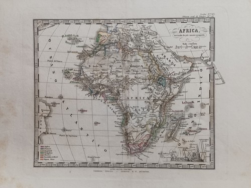 Antica carta geografica - geografica, africa