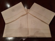 Antico Lenzuolo Cotone Ricamato mano Mai Usato cm240x280 federe cm85x58.    