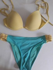 lotto 972b costume mare bikini donna celeste giallo RAE tg.S/40