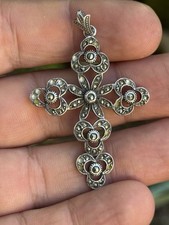 Croce Petto Argento & Strass -