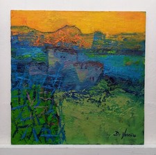 Quadro Paesaggio Astratto Olio Tavola Cm30x30