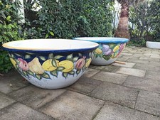 Vasi, Fioriere, Arredo Da Giardino, Coppia Di Grandi Maioliche