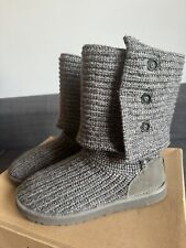 Ugg Australia Classic Cardy  Stivali In Lana Con Bottoni Grigio Grey N. 39