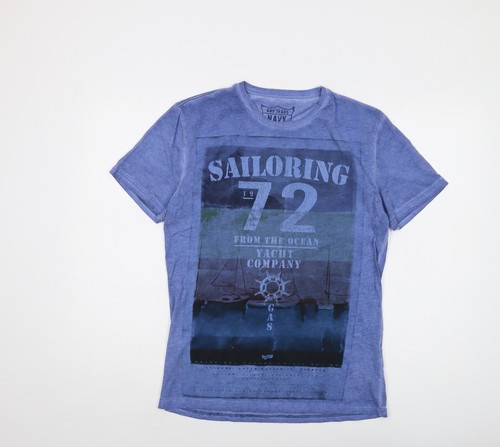 Shirt uomo gas blu cotone - t-shirt,