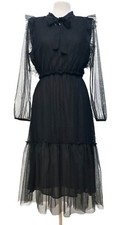 Abito Donna Longuette Elegante in Tulle nero