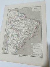 Carta geografica incisione Impero Brasile Francesco Pagnoni editore Milano