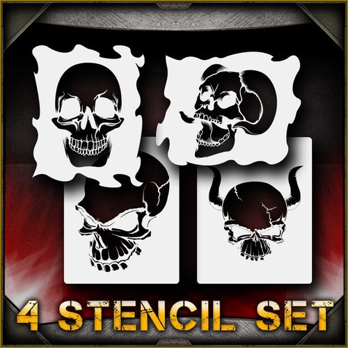 Set teschio aerografo stencil - set,