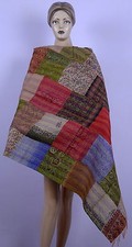Sciarpa Stola Reversibile In Seta Kantha Patchwork Indiana Vintage Per Donne