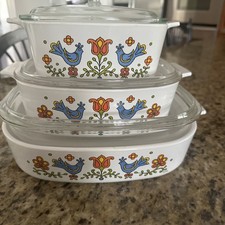1975 Corning Ware Country Festival SPECIALE Set di 3 - 1 1/2 qt, 4 qt e grande ca