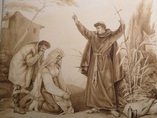 att. BARTOLOMEO PINELLI 1781-1835 DISEGNO PAESAGGIO MONACO FRANCESCANO ROMA...