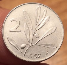 Moneta 2 Lire 1957 Ulivo