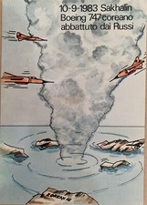 Cartolina Isola di Sakhalin Boeing 747 Coreano abbattuto dai Russi 1983