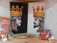 Coppia Quadri su tela Teste di