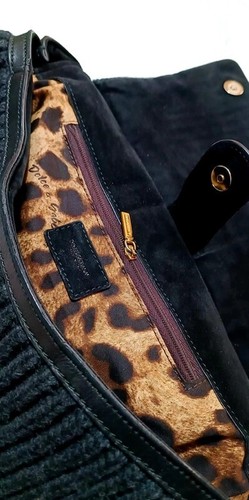 Borsa nera lana pelle - borsa,