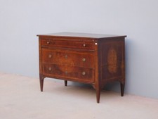 Comò cassettone st.Luigi XVI intarsiato, mogano, primi '900 - L 130 cm!