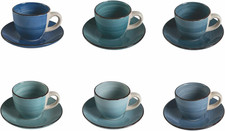 Villa D’Este Home Tivoli Set 6 Tazzine Caffè 90 Ml Con Piattino in Gres, Baita A