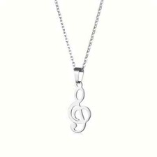 Collana con Chiave di Violino Acciaio inox argento ciondolo Musica da Uomo Donna