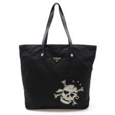 Borsa a tracolla Prada motivo teschio nylon nero vintage autentica
