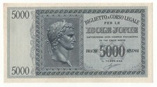 5000 DRACME OCCUPAZIONE ITALIANA DELLA GRECIA ISOLE JONIE 1942 R3