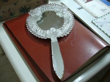 Specchio beauty vintage donna base legno pregiato floreale appendibile cm 35x18