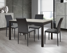 TAVOLO QUADRATO/RETTANGOLARE ALLUNGABILE 5 MISURE BASE METALLO BIANCA/NERA*