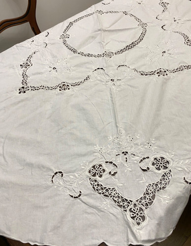 Madeira style tablecloth white - tablecloth,