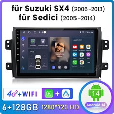 Autoradio 6+128G Android 14 Apple Carplay GPS SWC USB per SUZUKI SX4 Fiat Sedici