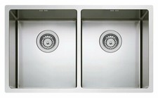 Lavello cucina da Incasso 2 Vasche 74x44 Acciaio Inox Sottotop Made in Italy