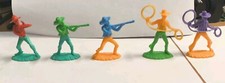 Lotto 5 Soldatini Cowboys marca “ITALY” Smontabili e con Busto Roteante Alti 6cm