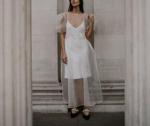 Bianco puro organza - bianco,