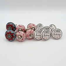 Lotto 8x Pomelli Vintage in ceramica Per Cassetti E Armadietti