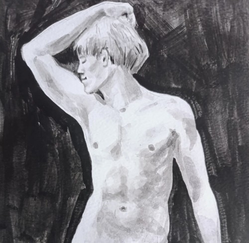 Dipinto nudo maschile - nudo,
