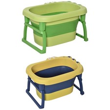 HOMCOM Vaschetta Bagnetto Pieghevole per Neonati e Bambini 0-6 Anni in Plastica