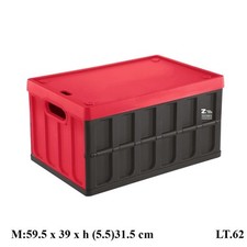 CASSA CONTENITORE BOX STORAGE CARGO CON COPERCHIO LT.62 NERO/ROSSO