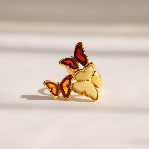 Anello farfalla ambra - ,
